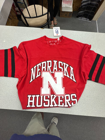 Press Box Nebraska "Wayne Tyler" - SS Crew- Neck Oversized Waist-Length Pieced  Heavy Jersey Top